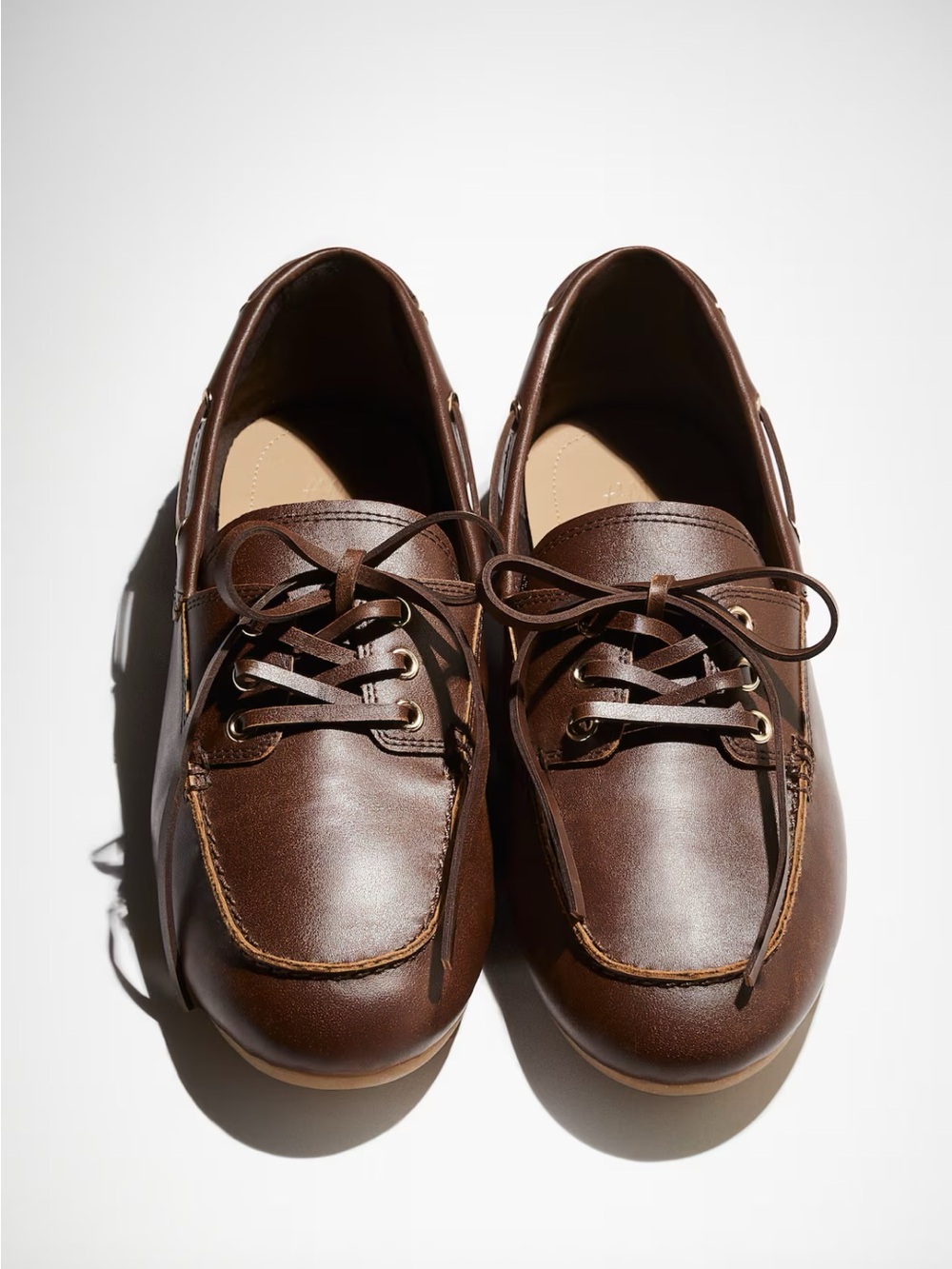 H&M Dark Brown Leather Deck Shoes